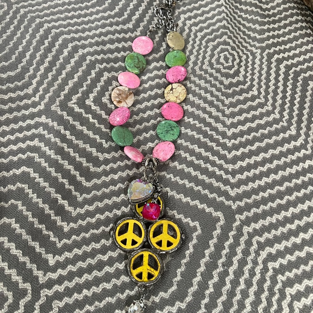 Colorful Peace Sign Necklace
